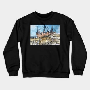 Boats on Dungeness Beach Kent England Crewneck Sweatshirt